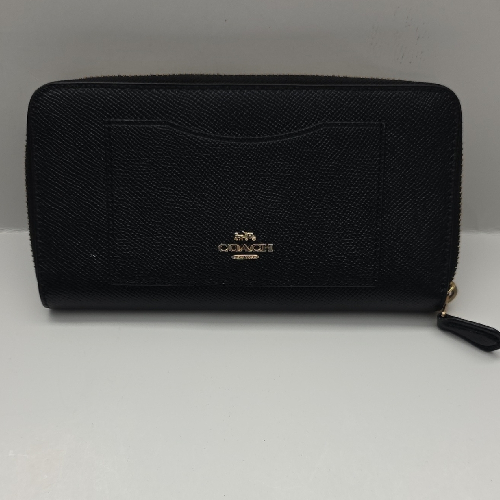 Coach Black Wallet with Gold Details